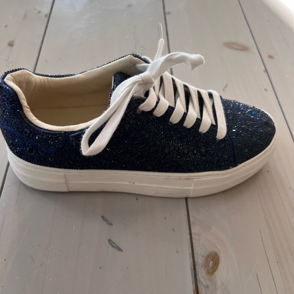 Betsey Johnson Blue and White Sparkly Sneakers - Picture 2 of 5